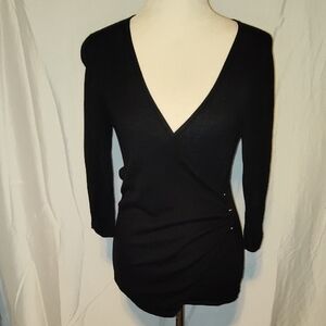 White House Black Market Faux Warp Sweater Quarter Length Sleeve Size Small